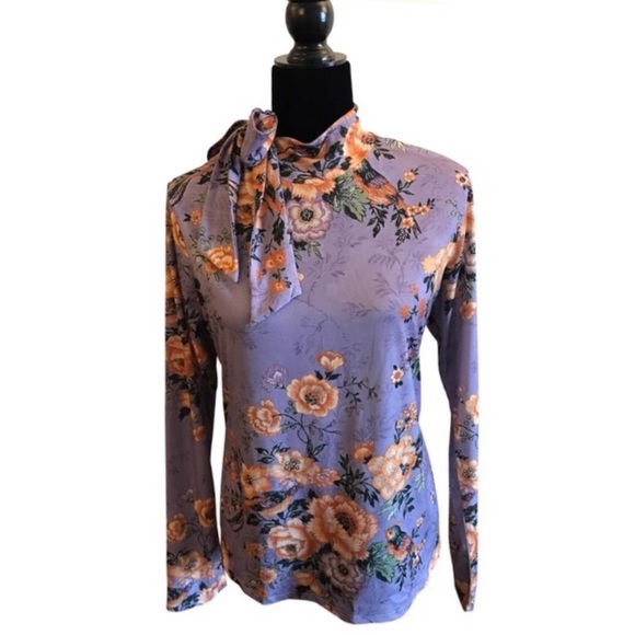 Zara Purple Flower Print Top - Picture 1 of 12